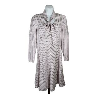 TAILORED REBECCA TAYLOR JUNIPER SILK BLEND NECKTIE STRIPED DRESS